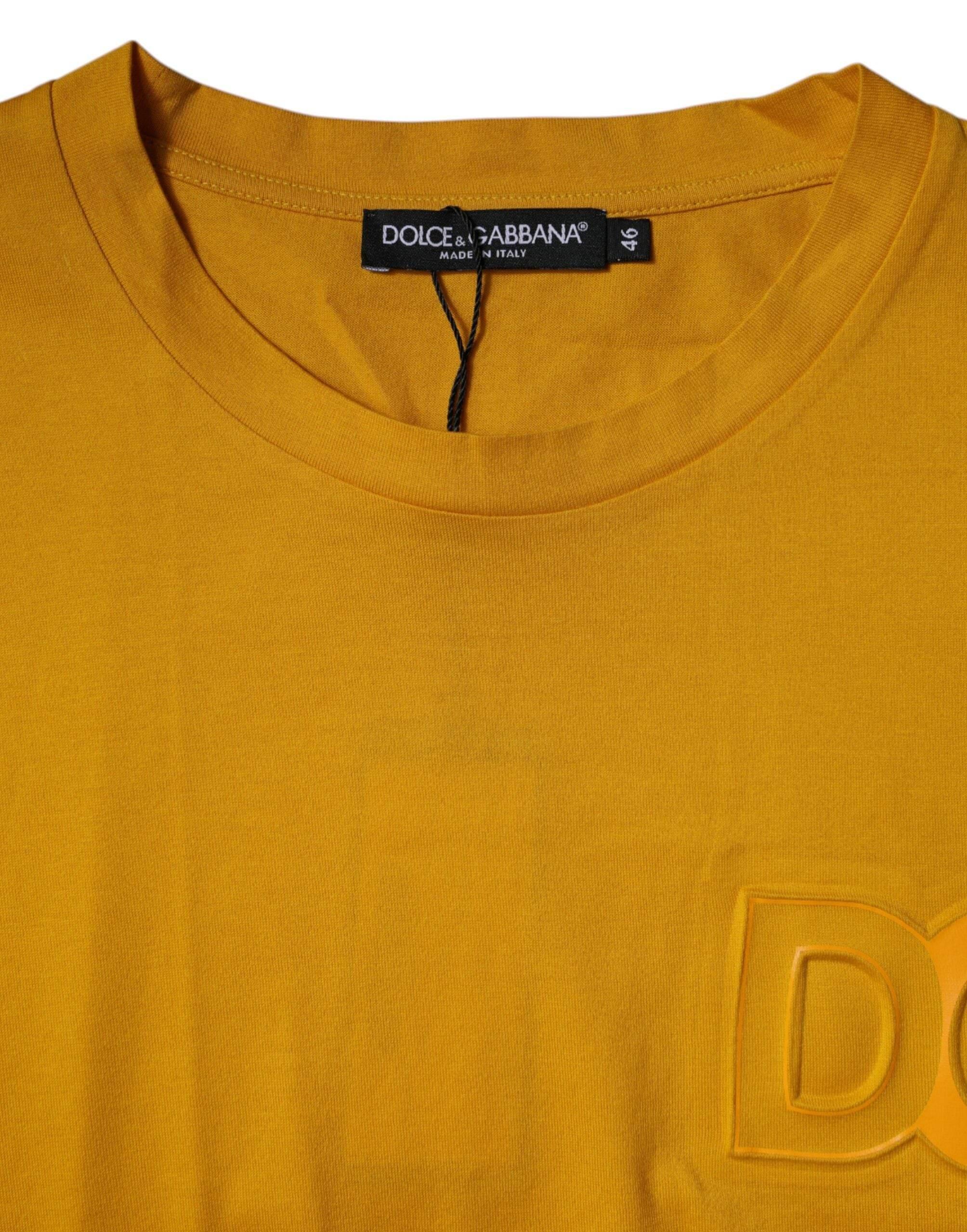 Dolce & Gabbana Dark Yellow Logo Crew Neck Short Sleeves T-shirt - Hilstor