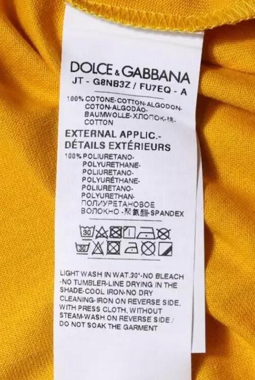 Dolce & Gabbana Dark Yellow Logo Crew Neck Short Sleeves T-shirt - Hilstor