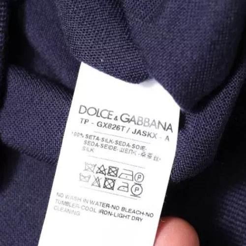Dolce & Gabbana Navy Blue Silk V-neck Pullover Sweater - Hilstor