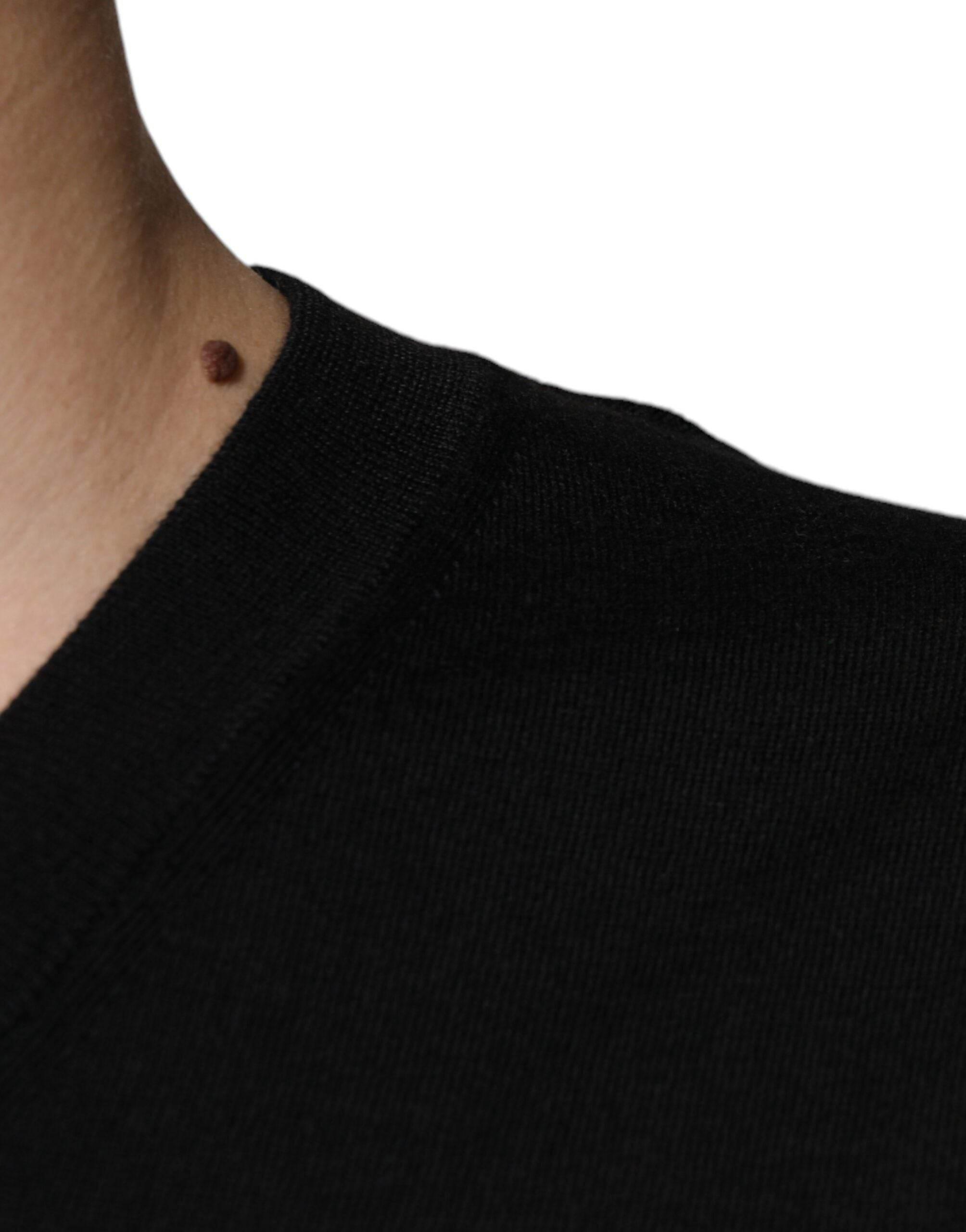 Dolce & Gabbana Black Cashmere V-neck Pullover Sweater - Hilstor