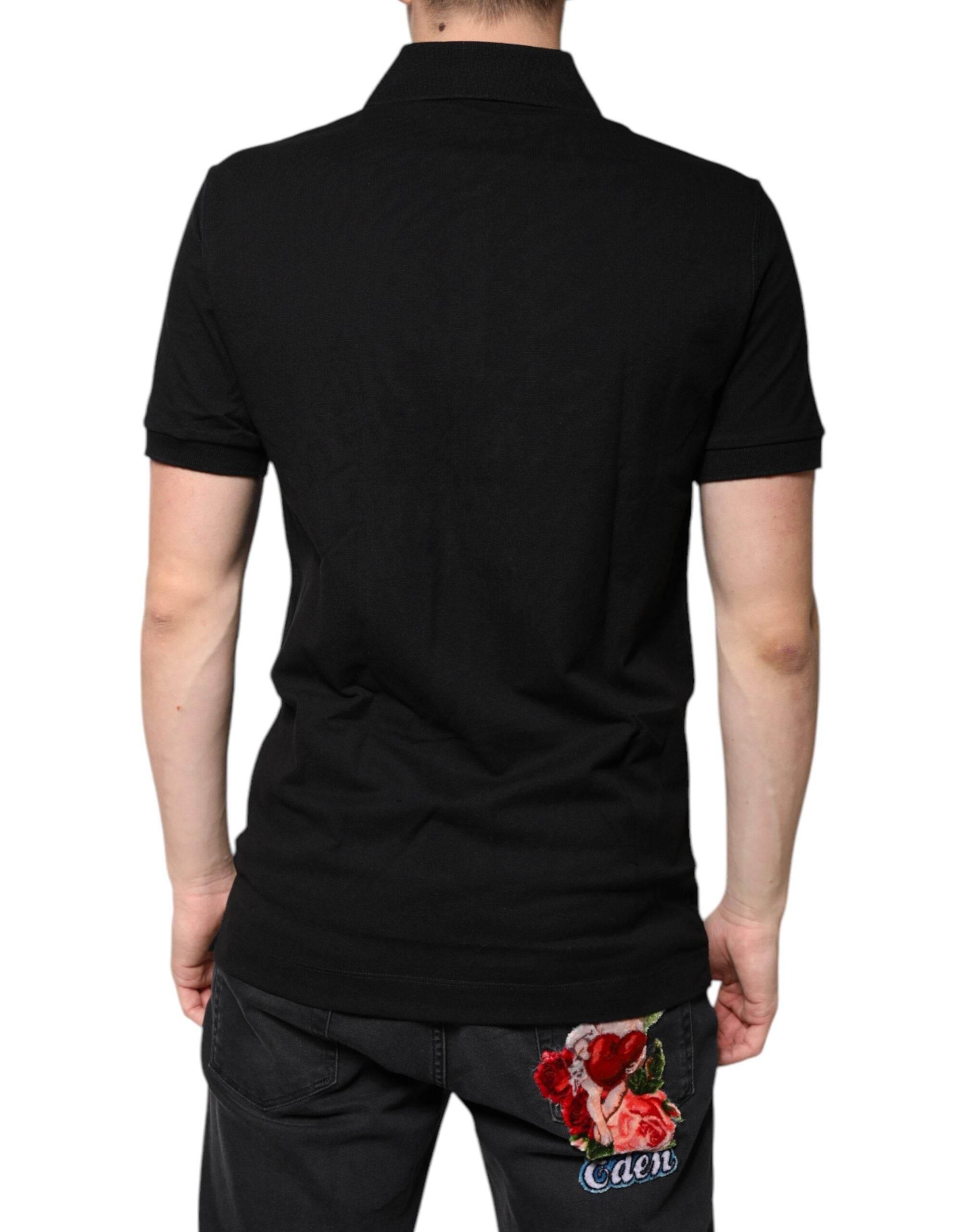 Dolce & Gabbana Black DG Collared Short Sleeves Polo T-shirt - Hilstor