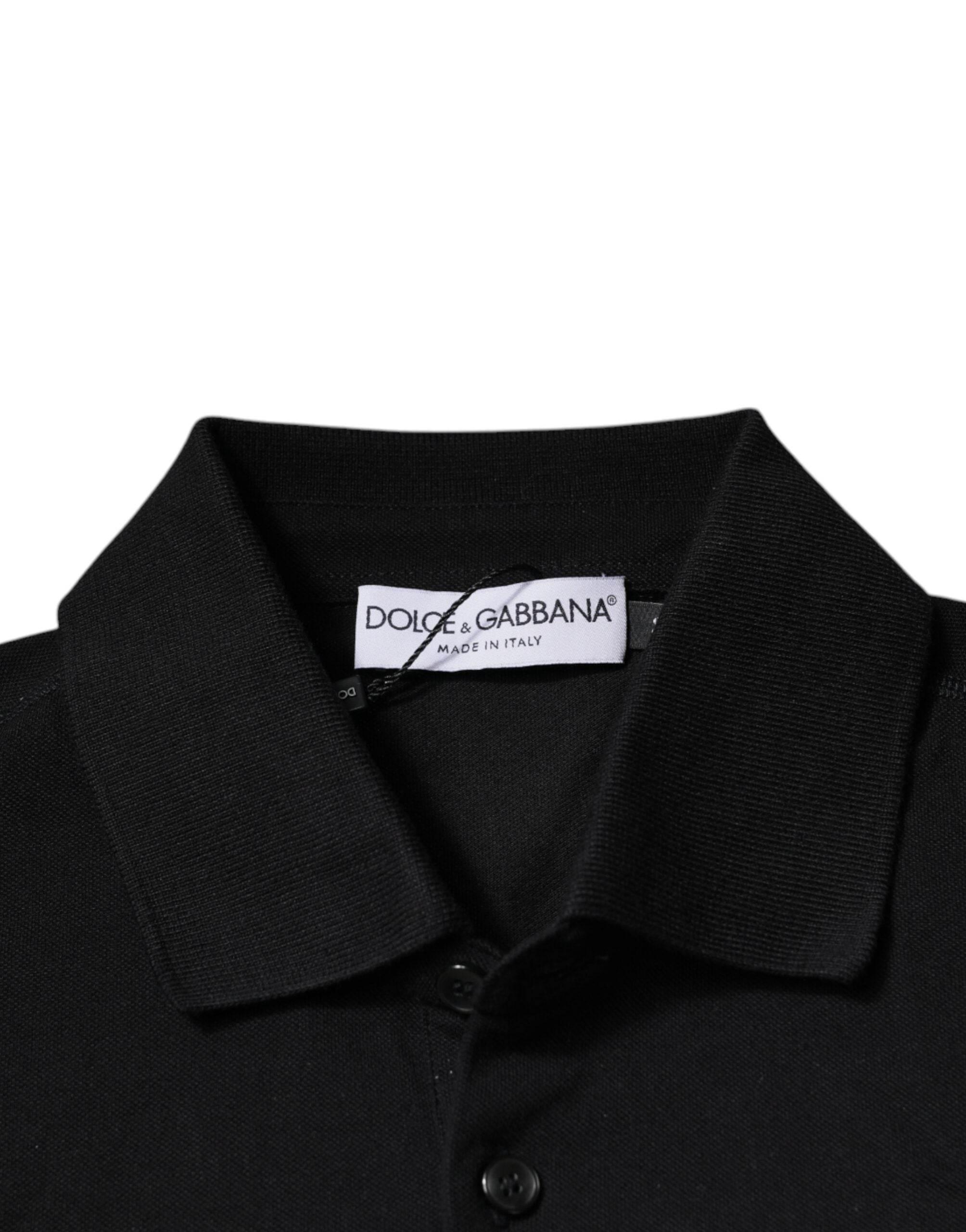 Dolce & Gabbana Black DG Collared Short Sleeves Polo T-shirt - Hilstor