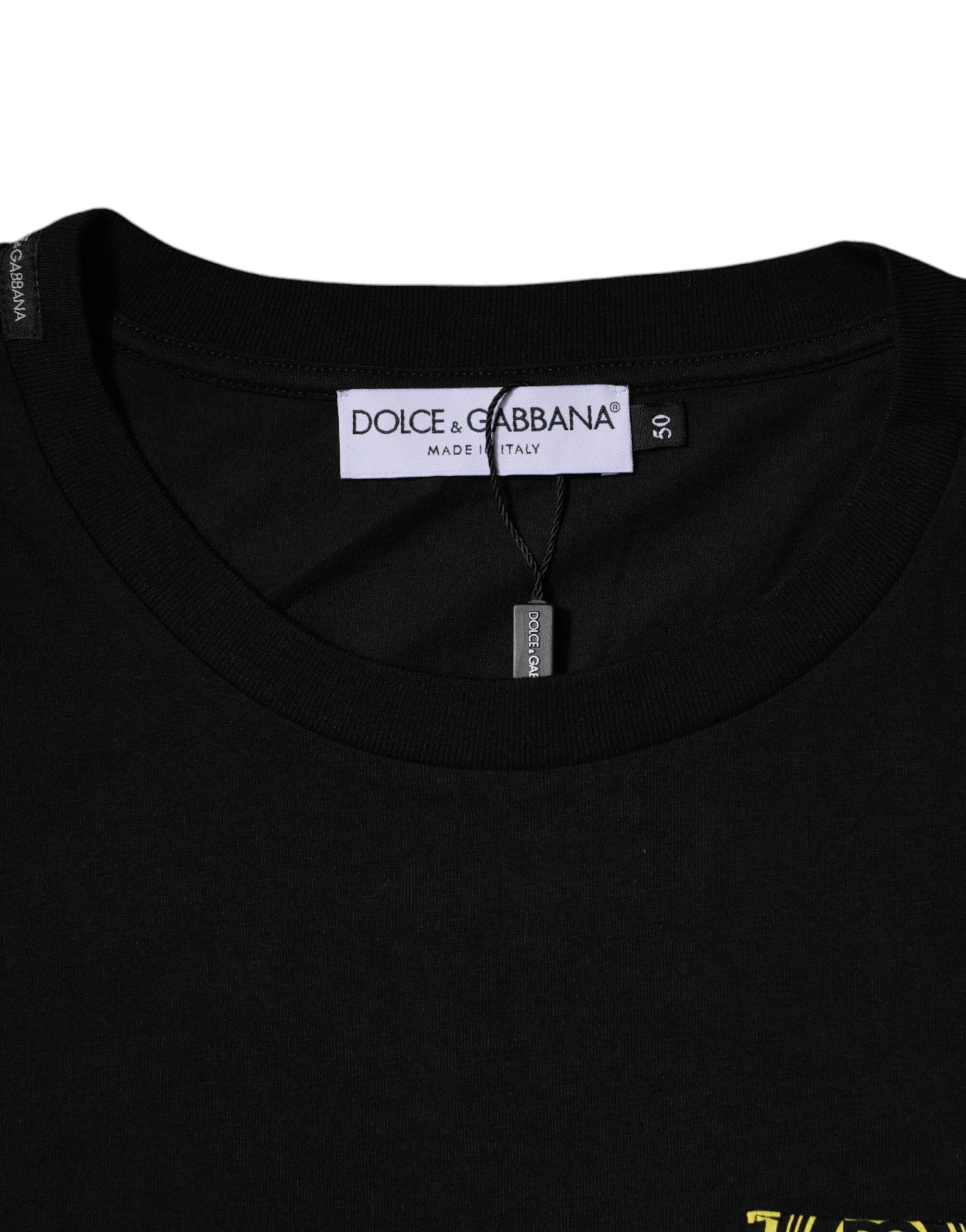 Dolce & Gabbana Black Logo Print Cotton Short Sleeves T-shirt - Hilstor