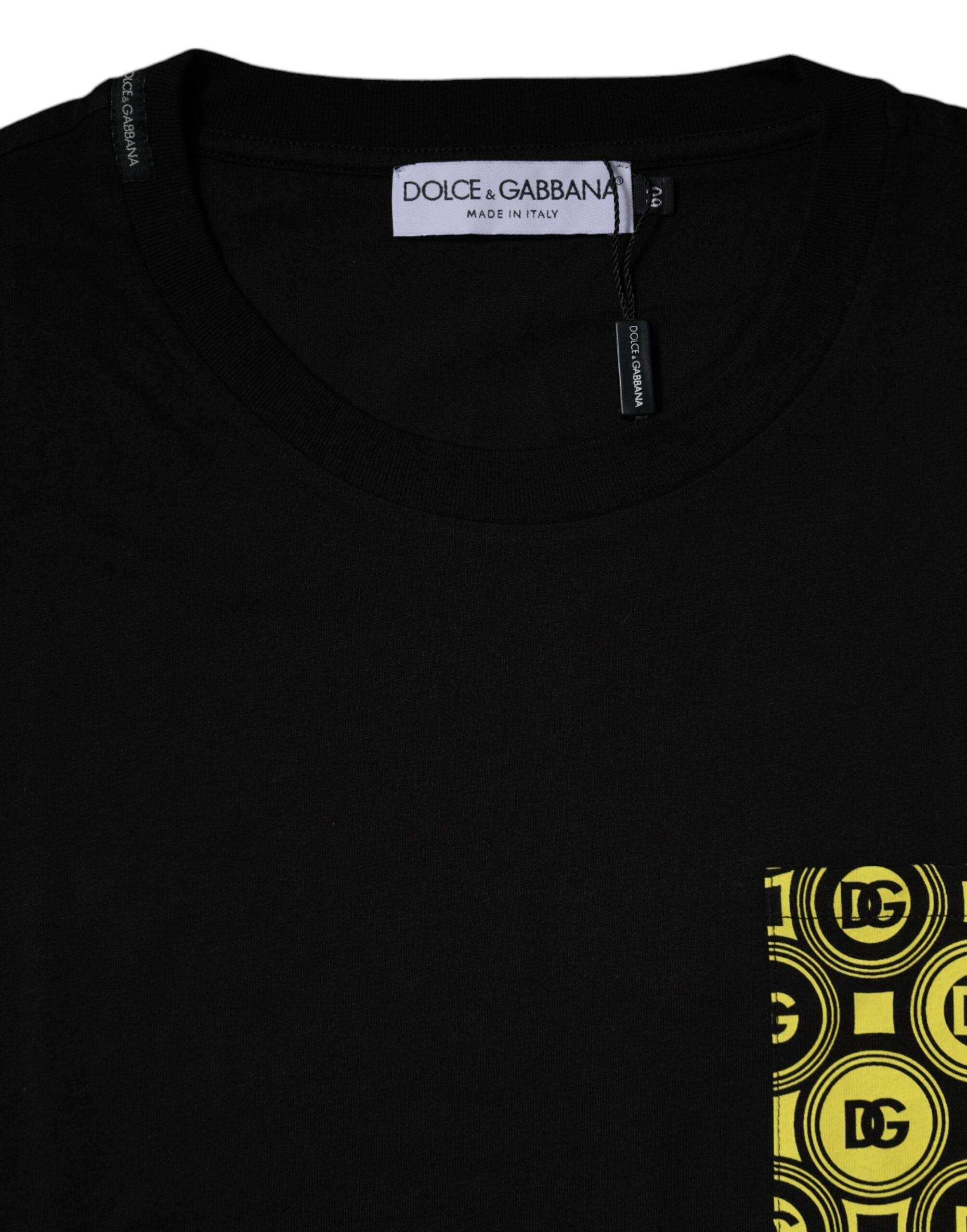 Dolce & Gabbana Black Logo Print Cotton Short Sleeves T-shirt - Hilstor