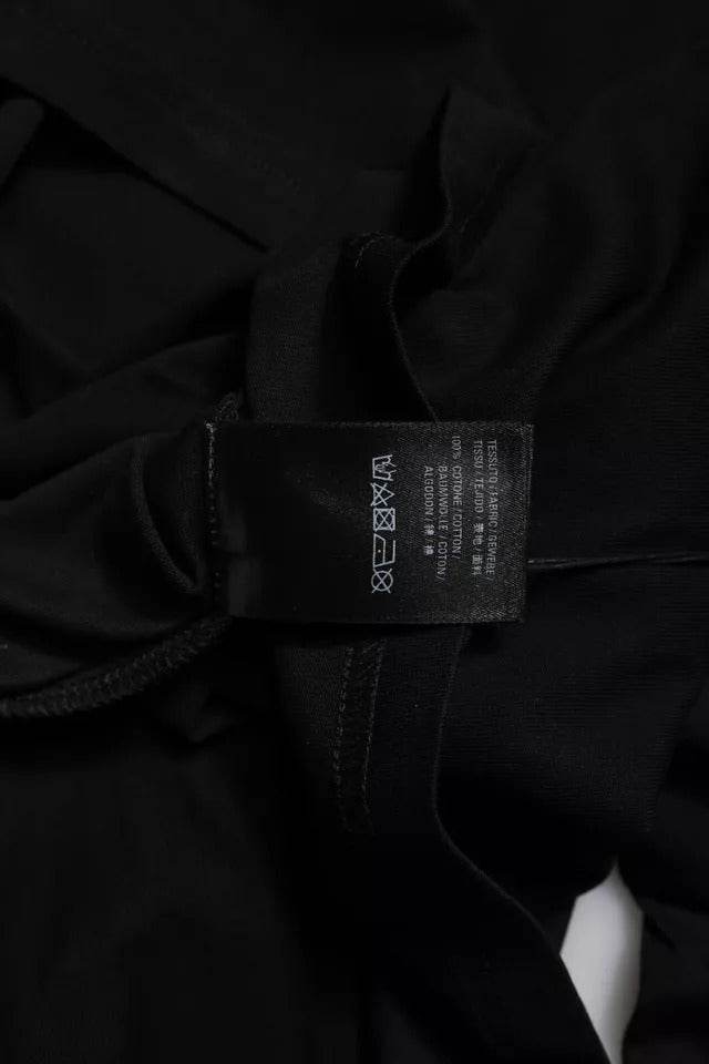 Balenciaga Black Cotton Logo Print Crew Neck Short Sleeves T-shirt - Hilstor