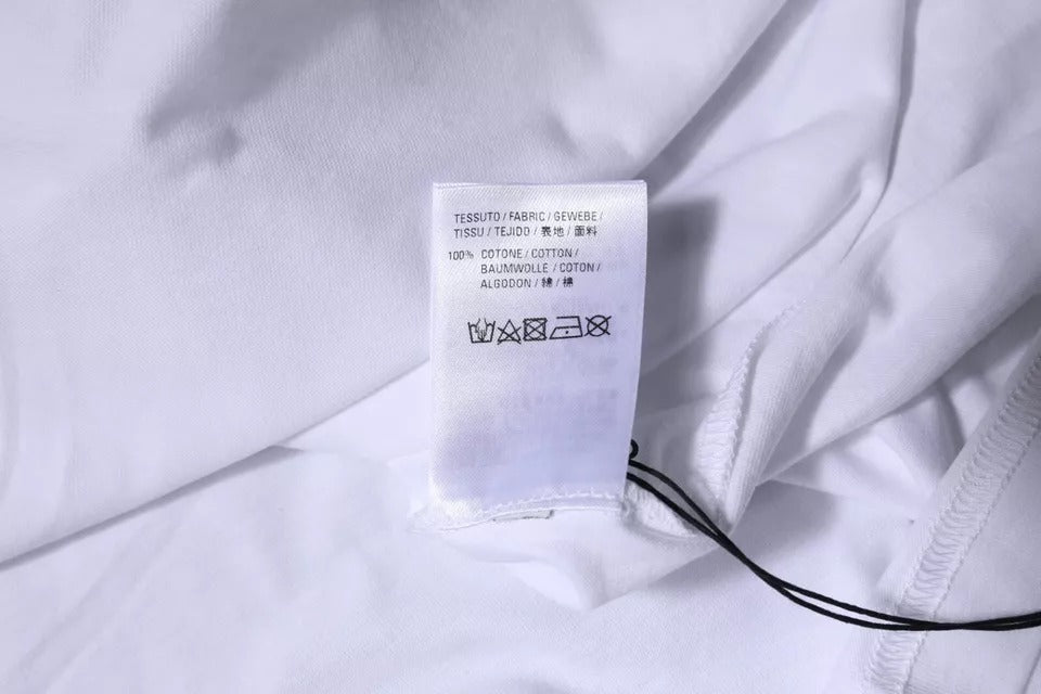 Balenciaga White Logo Bomuld T-shirt med rund hals med korte ærmer