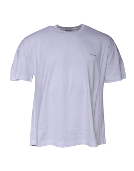 Balenciaga White Logo Cotton Crew Neck Short Sleeves T-shirt - Hilstor