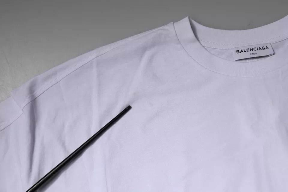Balenciaga White Logo Cotton Crew Neck Short Sleeves T-shirt - Hilstor