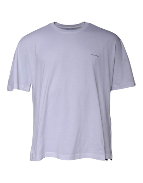 Balenciaga White Logo Cotton Crew Neck Short Sleeves T-shirt - Hilstor