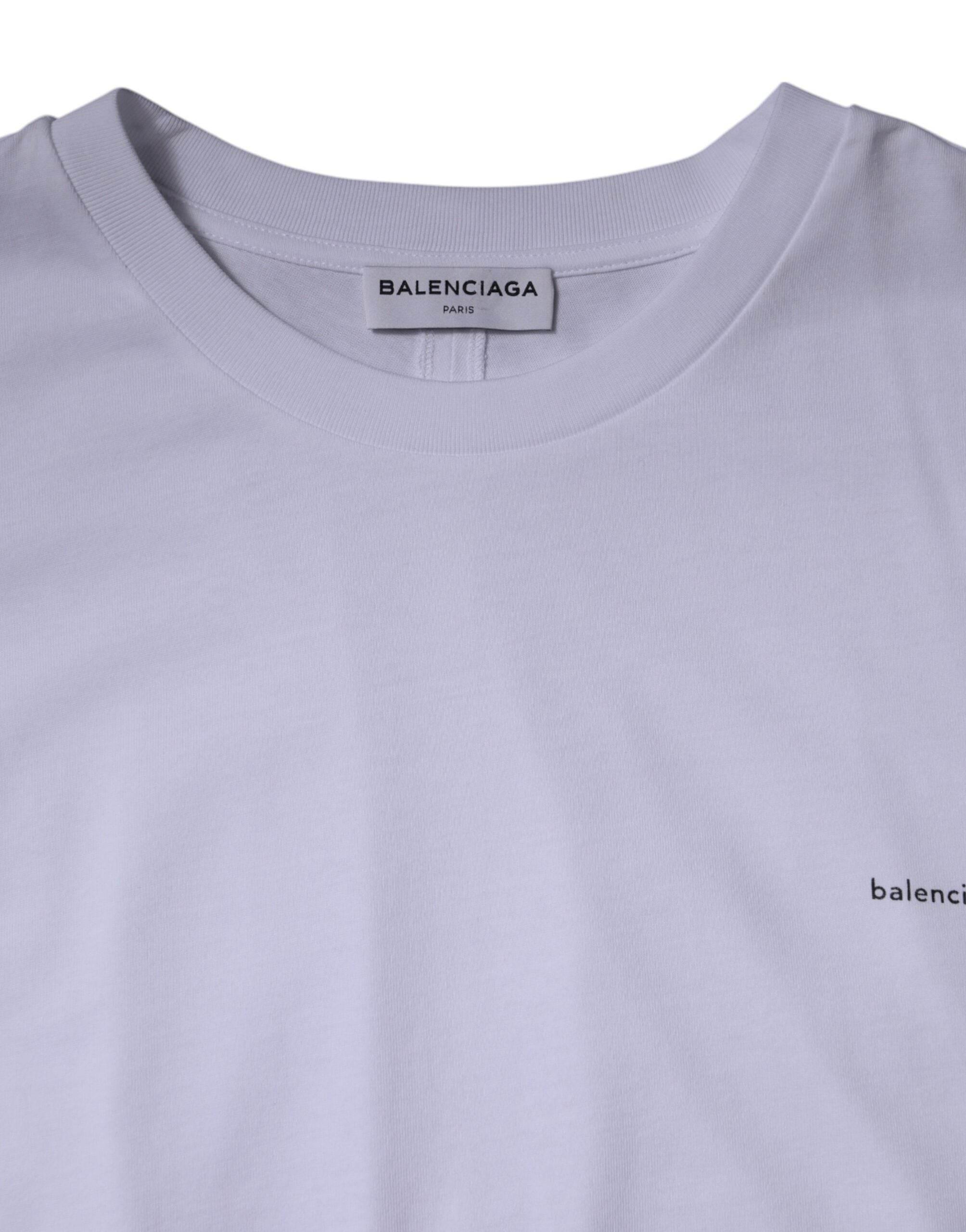 Balenciaga White Logo Cotton Crew Neck Short Sleeves T-shirt - Hilstor
