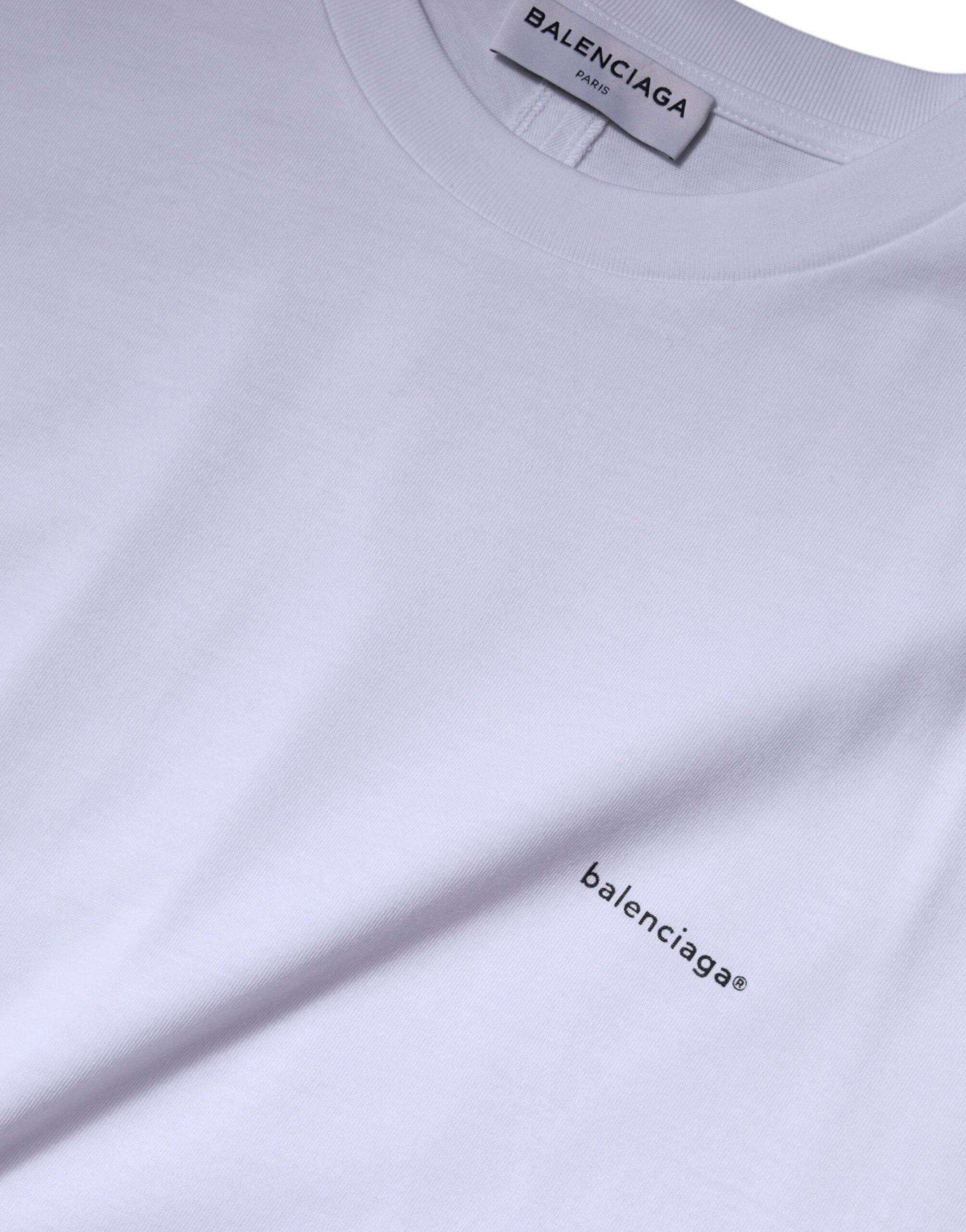 Balenciaga White Logo Cotton Crew Neck Short Sleeves T-shirt - Hilstor