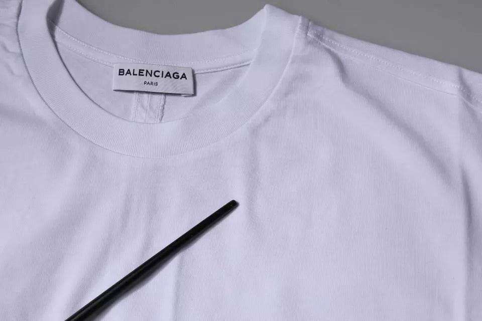 Balenciaga White Logo Cotton Jersey Crew Neck Short Sleeves T-shirt - Hilstor