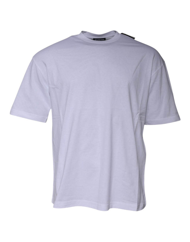 Balenciaga White Logo Cotton Jersey Crew Neck Short Sleeves T-shirt - Hilstor