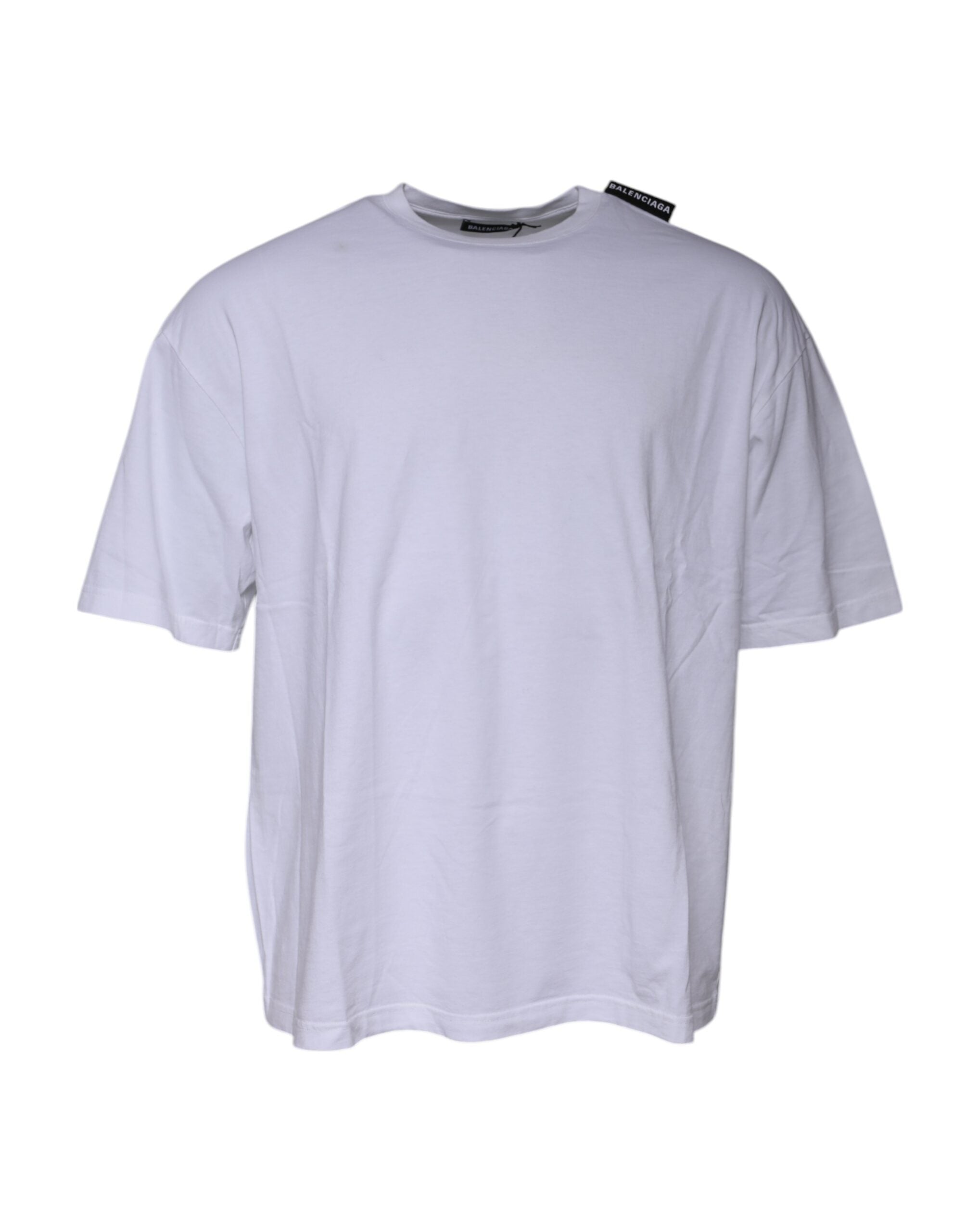 Balenciaga White Logo Bomuld Jersey T-shirt med rund hals med korte ærmer
