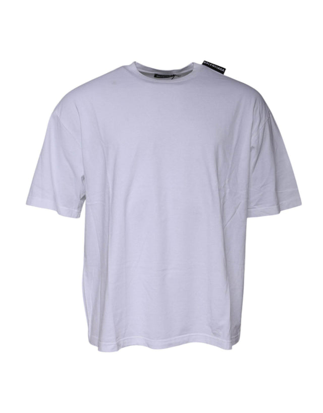 Balenciaga White Logo Cotton Jersey Crew Neck Short Sleeves T-shirt - Hilstor