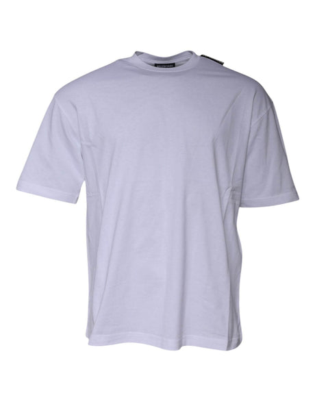 Balenciaga White Logo Cotton Jersey Crew Neck Short Sleeves T-shirt - Hilstor