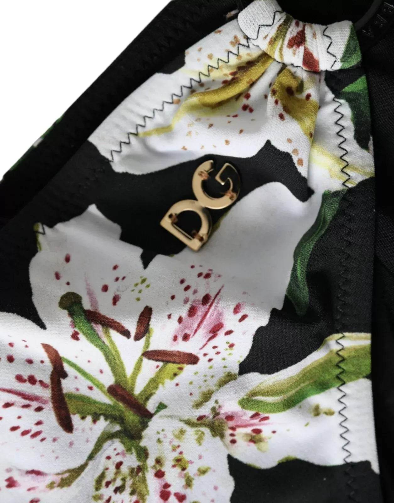 Dolce & Gabbana Black Lily Print Swimwear Bottom Beachwear Bikini - Hilstor