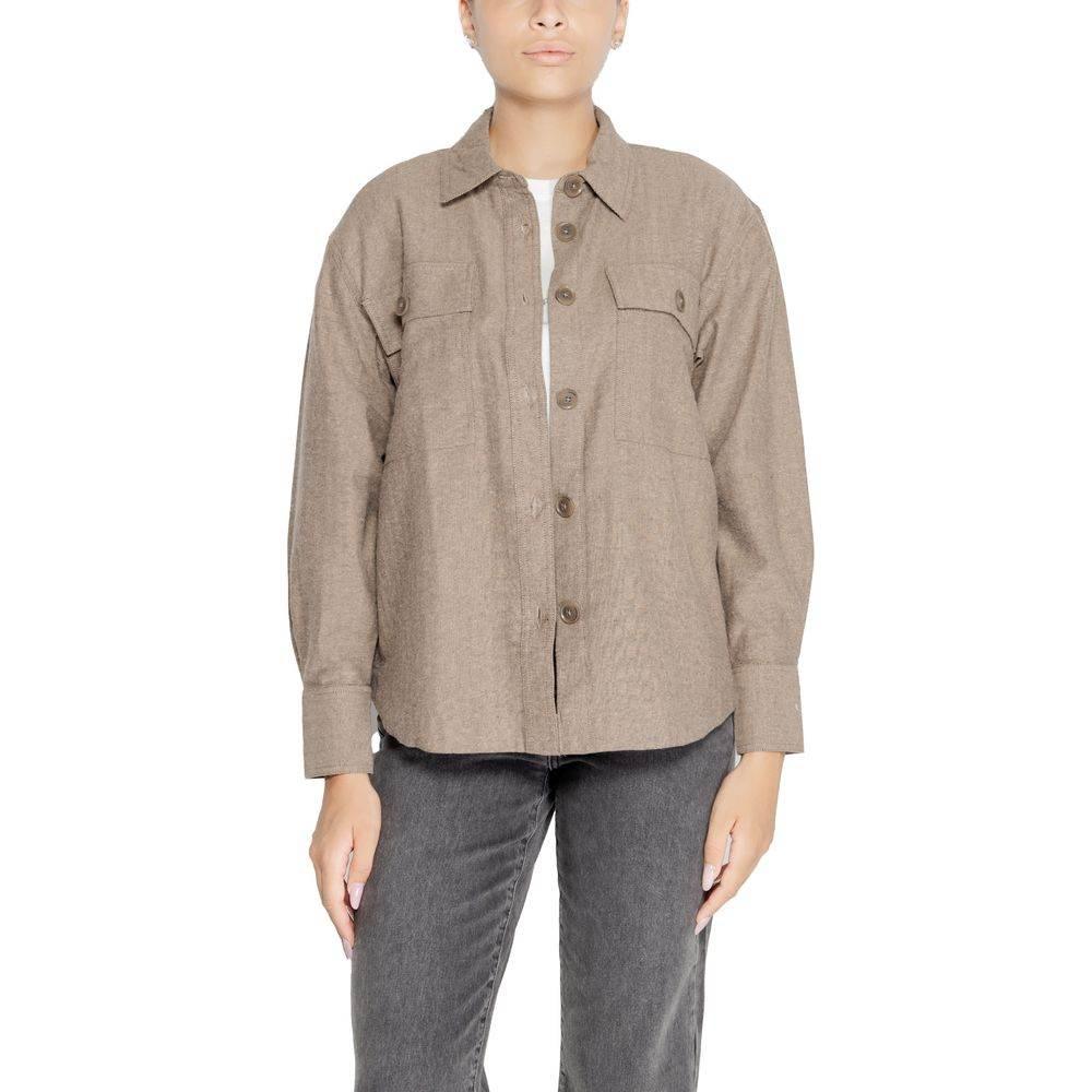 Jacqueline De Yong Beige Recycled Cotton Shirt - Hilstor