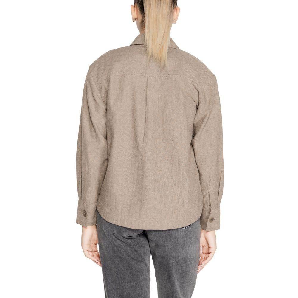 Jacqueline De Yong Beige Recycled Cotton Shirt - Hilstor