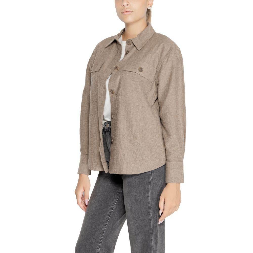 Jacqueline De Yong Beige Recycled Cotton Shirt - Hilstor