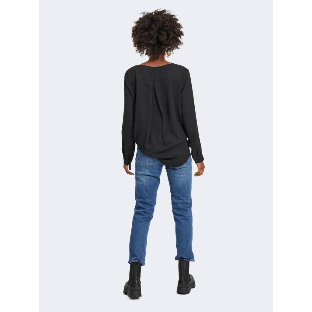 Vila Clothes Black Polyester Blouse - Hilstor