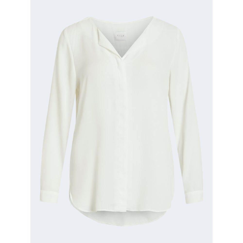Vila Clothes Cream Polyester Blouse - Hilstor