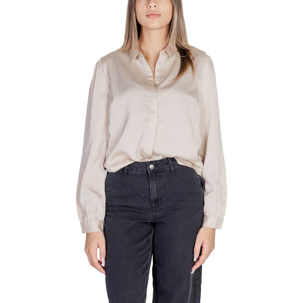 Vila Clothes Gold Polyester Blouse - Hilstor