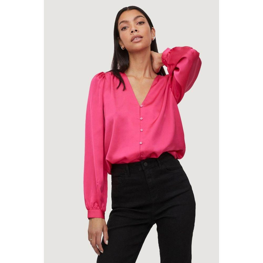 Vila Clothes Pink Polyester Blouse - Hilstor