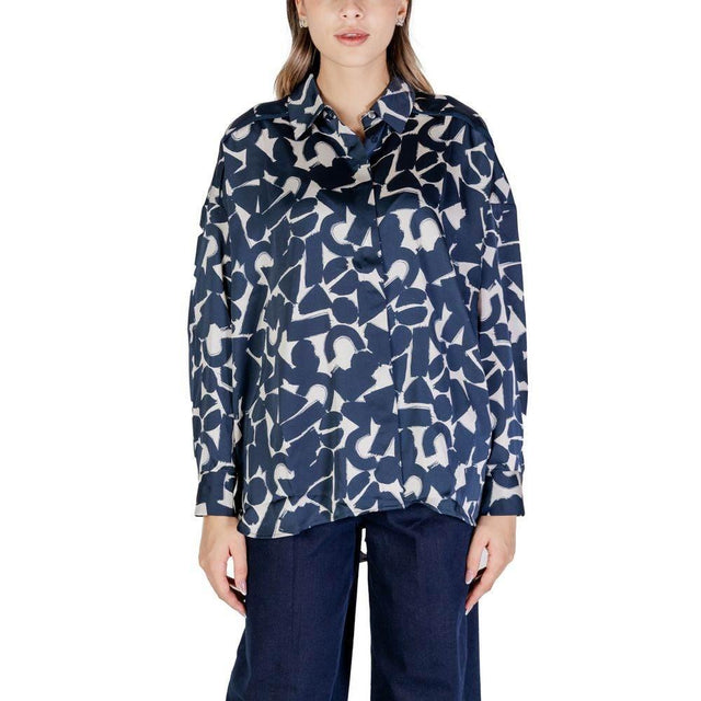 ICHI Blue Polyester Blouse - Hilstor