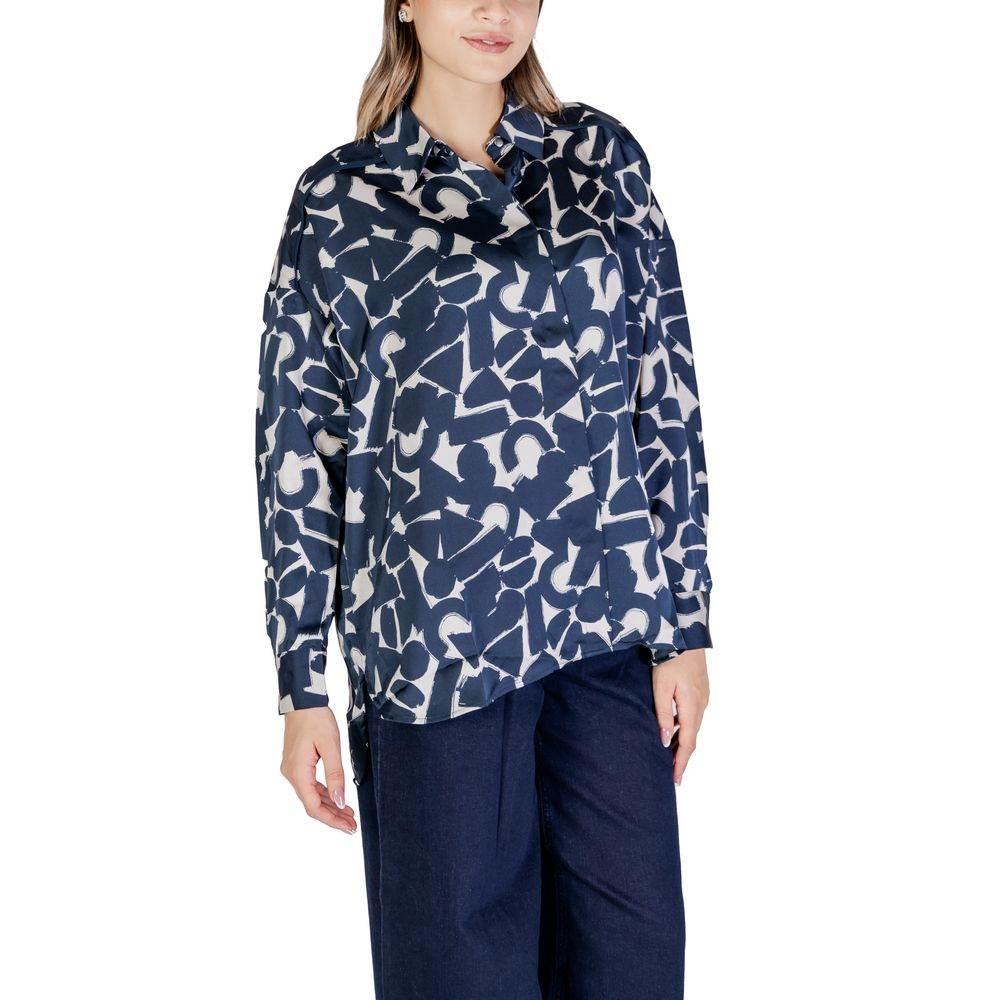 ICHI Blue Polyester Blouse - Hilstor