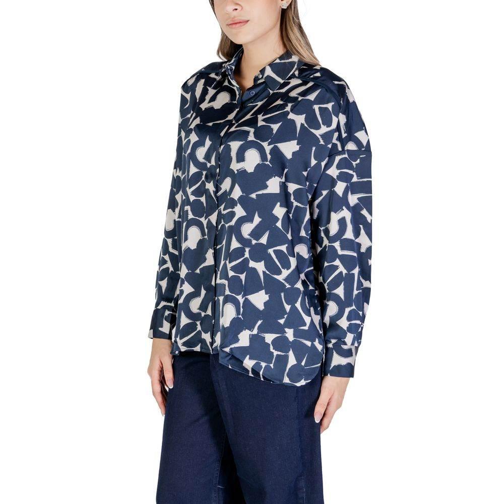 ICHI Blue Polyester Blouse - Hilstor