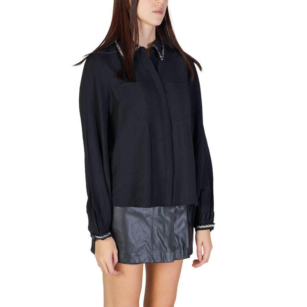 Vila Clothes Black Viscose Blouse - Hilstor