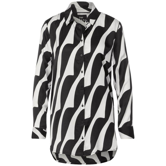 Street One Black And White Viscose Blouse - Hilstor