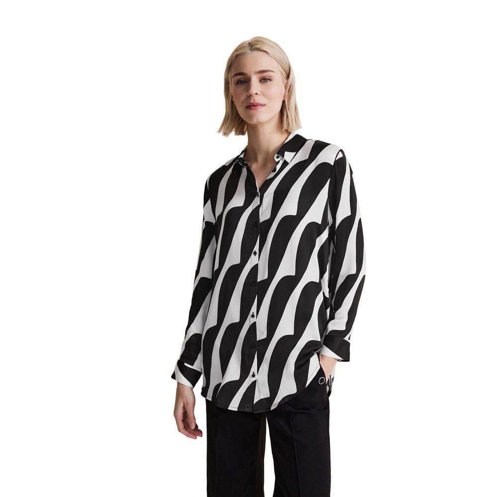 Street One Black And White Viscose Blouse - Hilstor
