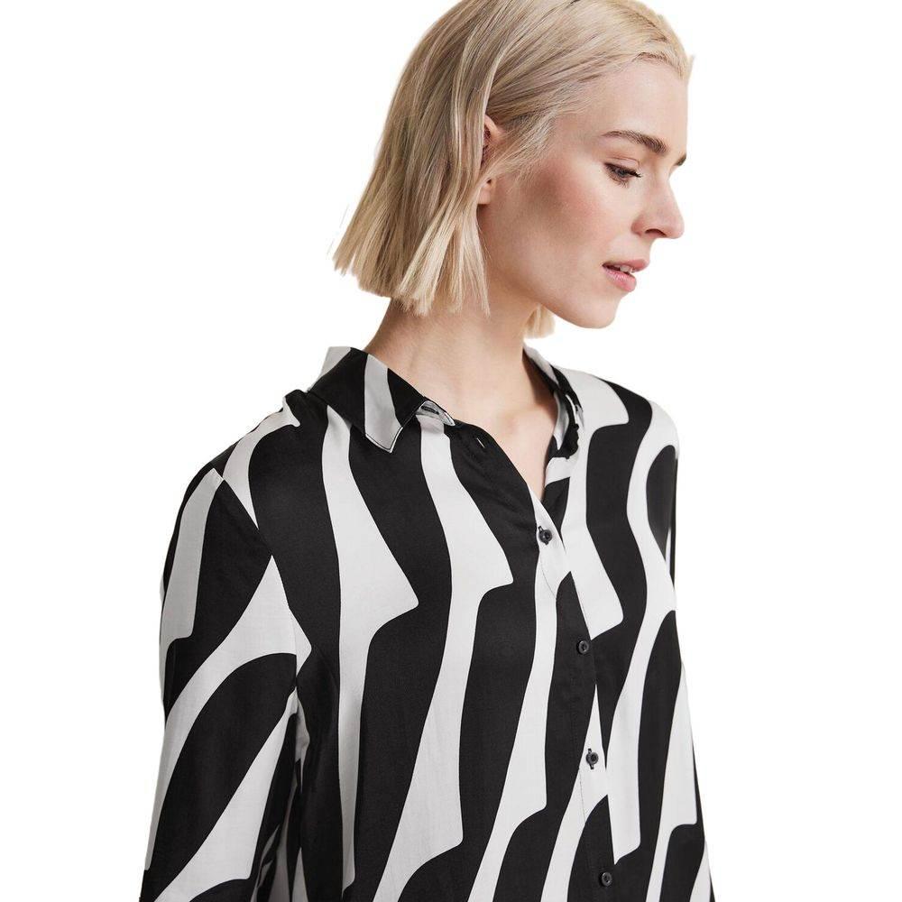 Street One Black And White Viscose Blouse - Hilstor