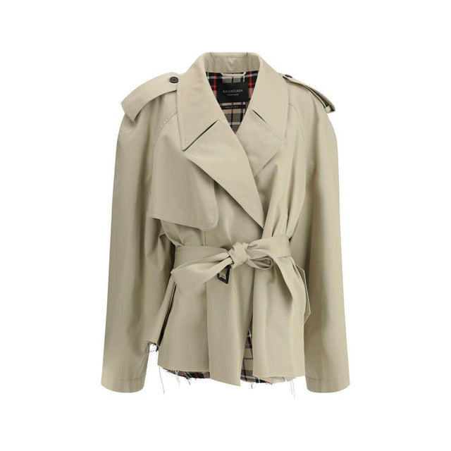 Balenciaga Raw-cut short Trench Coat - Hilstor