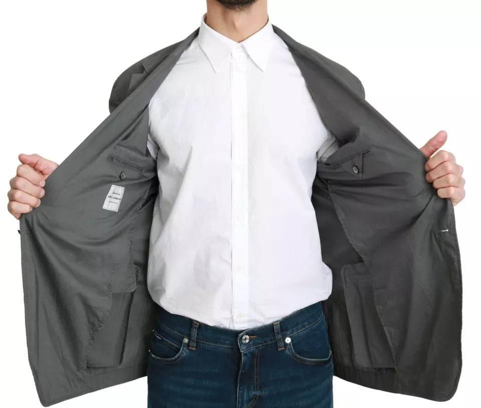 Dolce & Gabbana Gray Cotton Single Breasted Formal Blazer - Hilstor