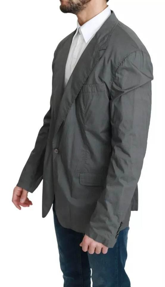 Dolce & Gabbana Gray Cotton Single Breasted Formal Blazer - Hilstor