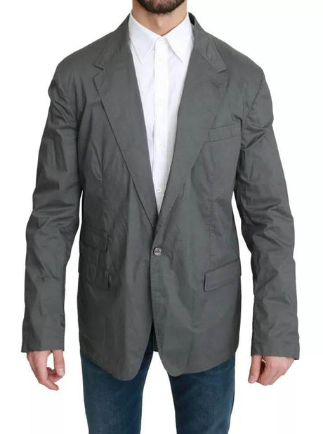 Dolce & Gabbana Gray Cotton Single Breasted Formal Blazer - Hilstor