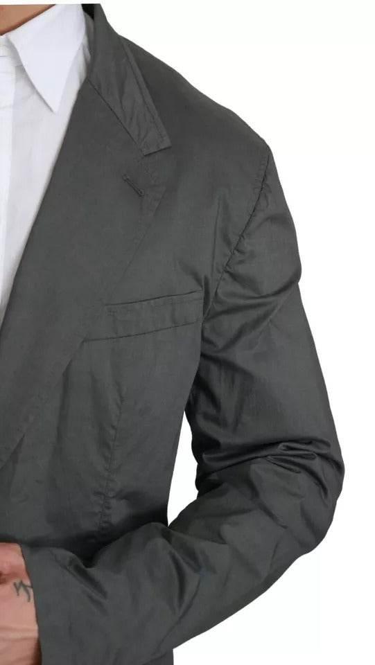 Dolce & Gabbana Gray Cotton Single Breasted Formal Blazer - Hilstor