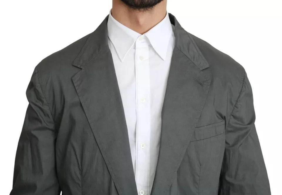 Dolce & Gabbana Gray Cotton Single Breasted Formal Blazer - Hilstor