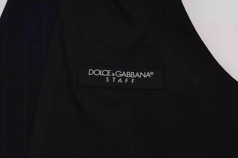 Dolce & Gabbana Blue Waistcoat Wool Stretch STAFF Vest - Hilstor