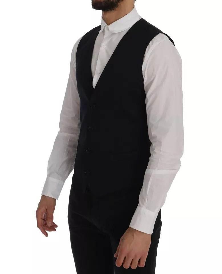Dolce & Gabbana Blue Waistcoat Wool Stretch STAFF Vest - Hilstor
