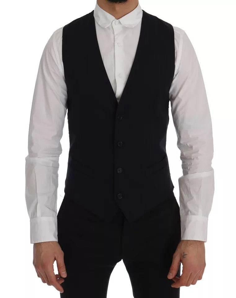 Dolce & Gabbana Blue Waistcoat Wool Stretch STAFF Vest - Hilstor