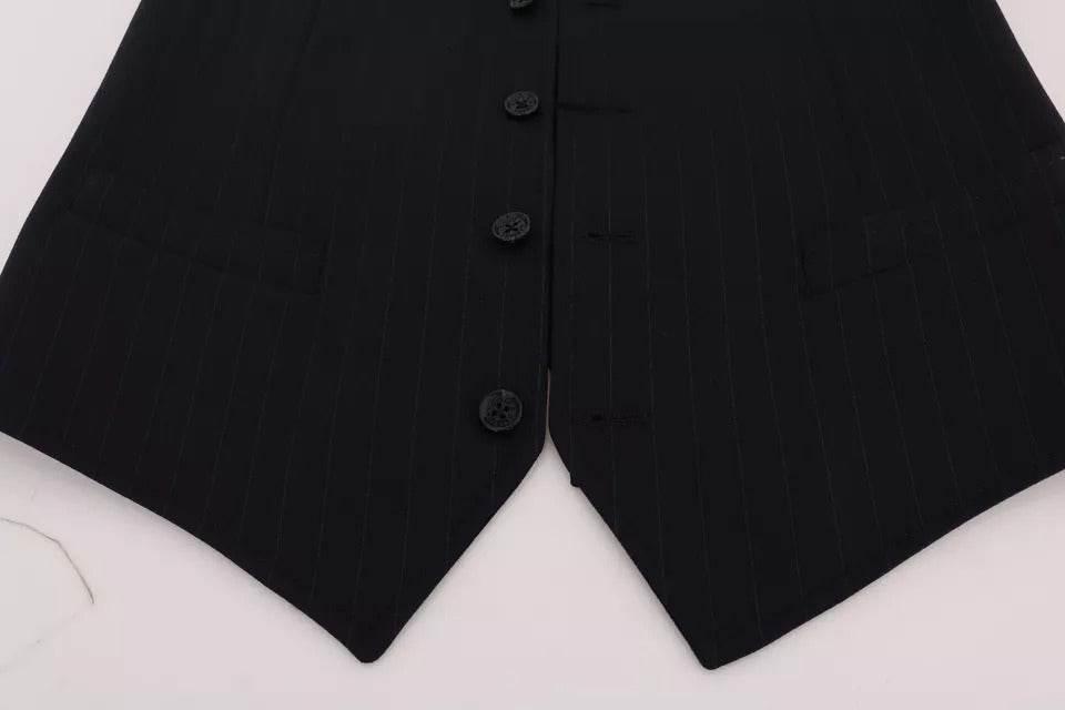 Dolce & Gabbana Blue Waistcoat Wool Stretch STAFF Vest - Hilstor