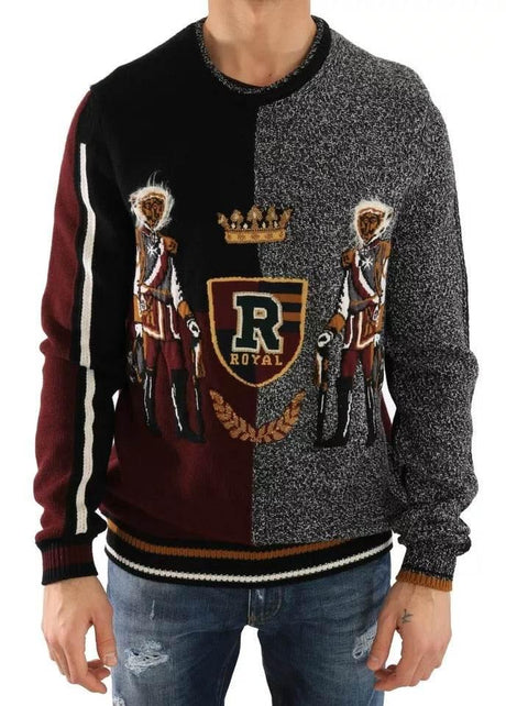 Dolce & Gabbana Multicolor KING Knight Monkey Knitted Cashmere Wool Sweater - Hilstor