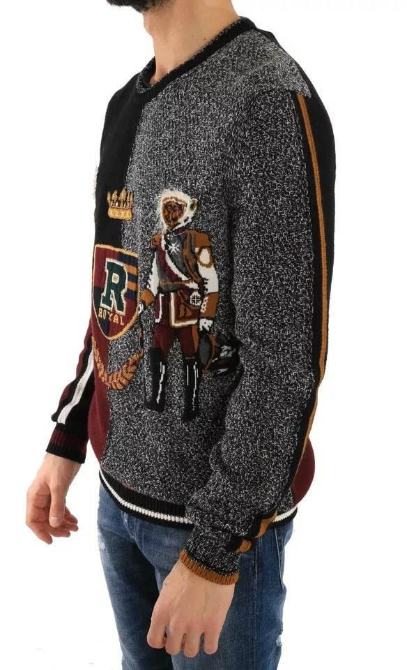 Dolce & Gabbana Multicolor KING Knight Monkey Knitted Cashmere Wool Sweater - Hilstor