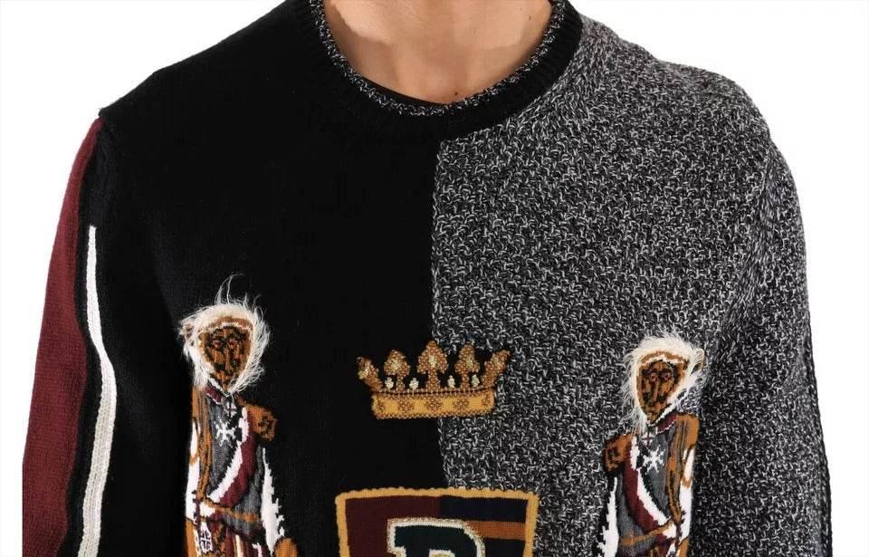 Dolce & Gabbana Multicolor KING Knight Monkey Knitted Cashmere Wool Sweater - Hilstor