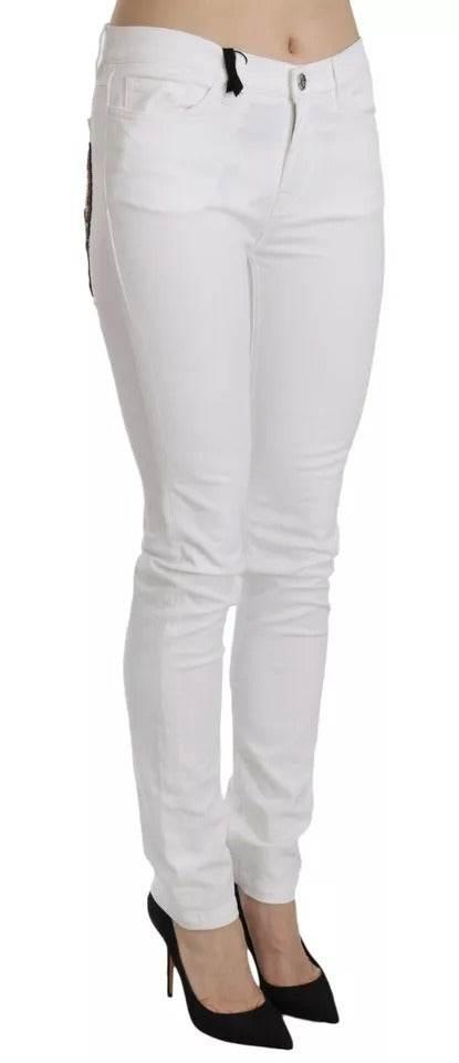 Dolce & Gabbana White Crystal Embellished Skinny Jeans - Hilstor