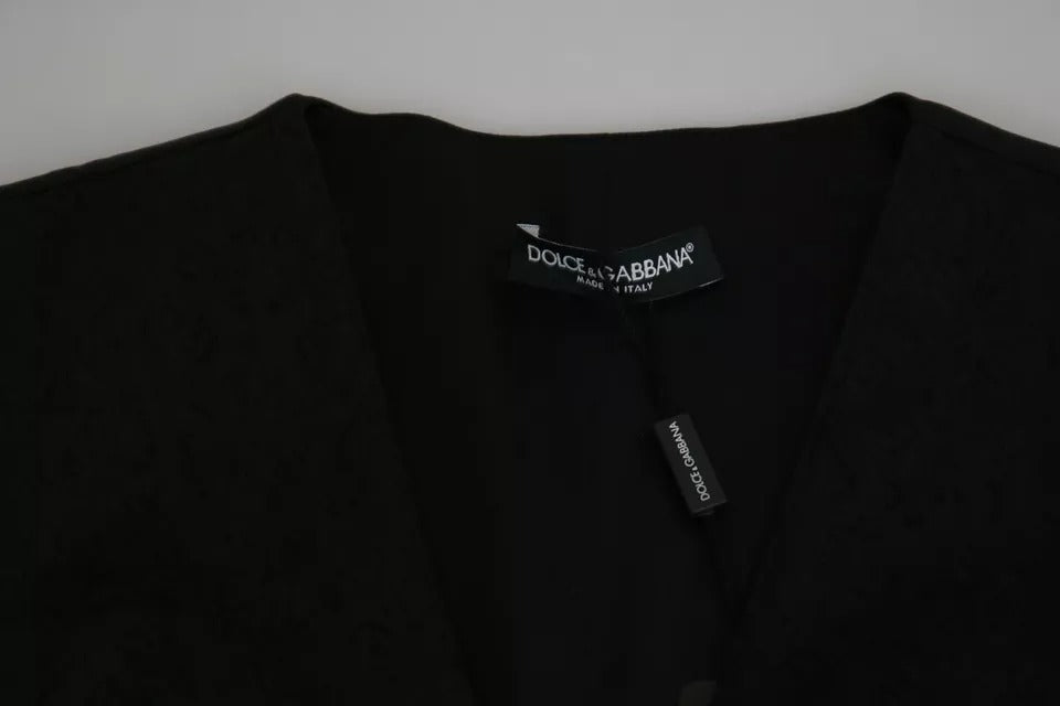 Dolce &amp; Gabbana Black Lace vest Slim Vest Silke Top